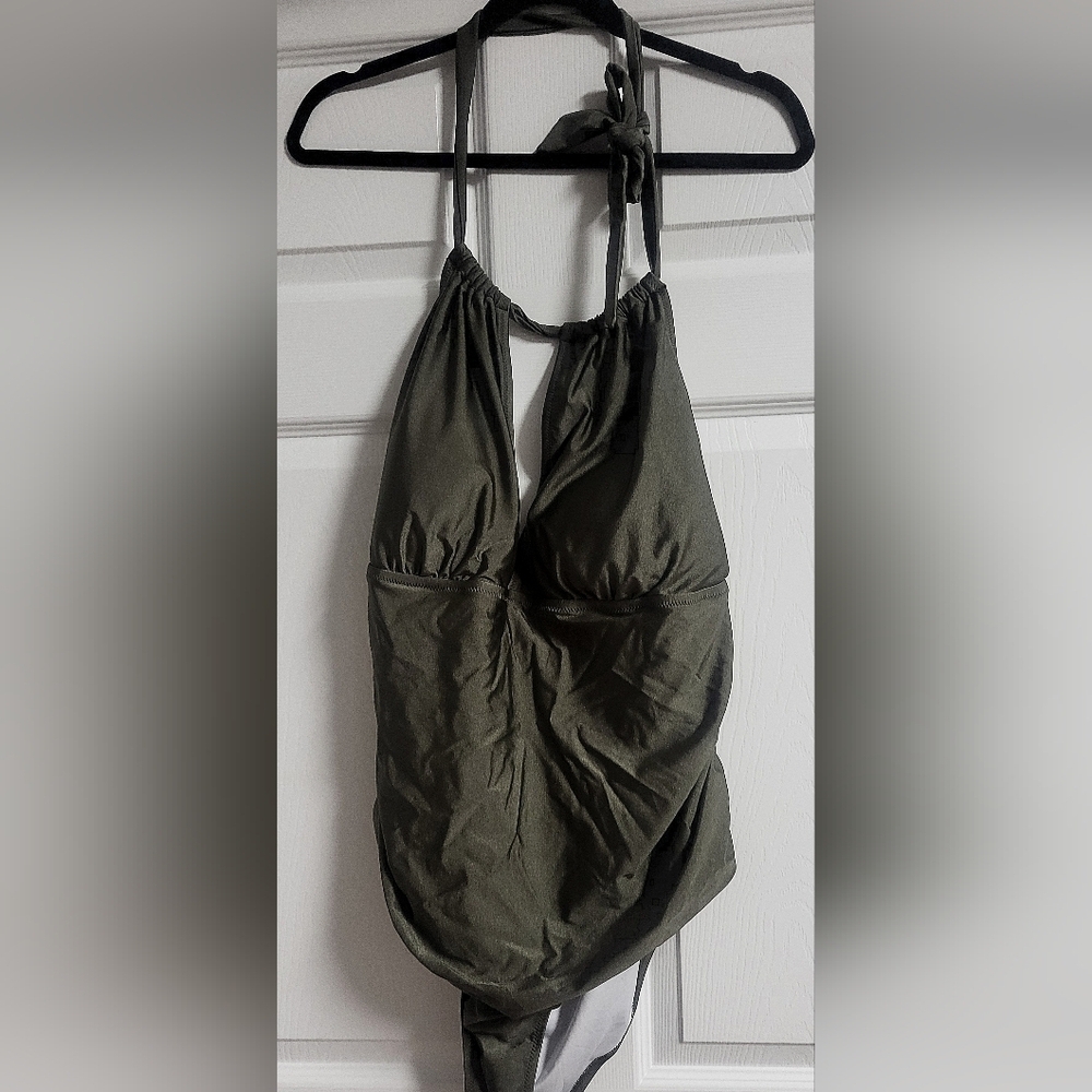 Cupshe - Chic Olive Green One Piece Padded Swimwear - Size 4X